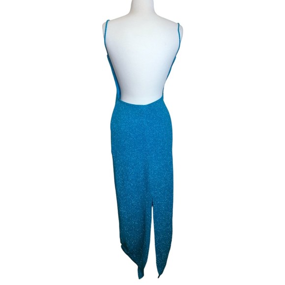 Vintage Jody of California Royal Blue Glitter Open Back Long Evening Dress Sz 5 - Picture 2 of 10